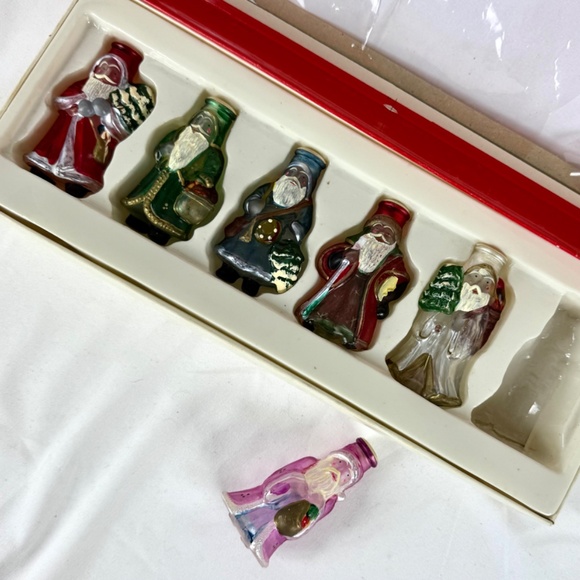 Vintage Old World Christmas 6 Father Christmas Mini Light Covers Santa Excellent - Picture 11 of 13